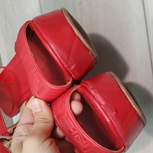 Fendi Womens Leather Wedge Sandals shoes sz 39/8 - Picture 4 of 14